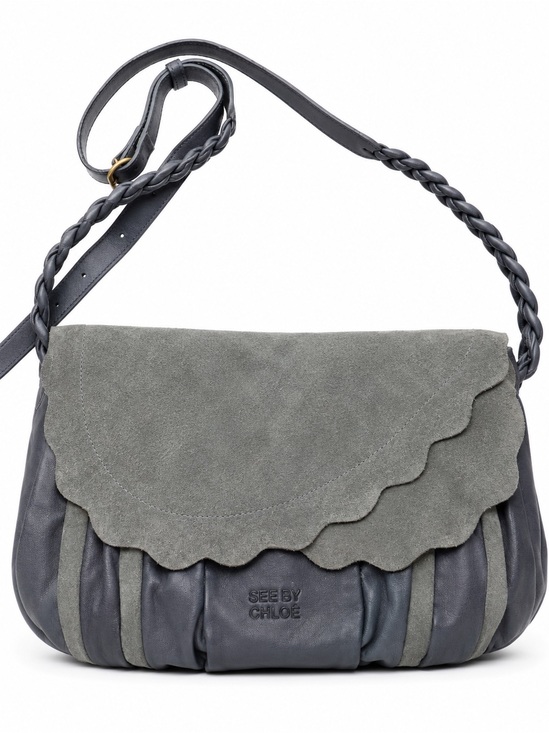 See By Chloe Handbags - See By Chloe Scalloped Flap Suede Crossbody - Dark Gray
